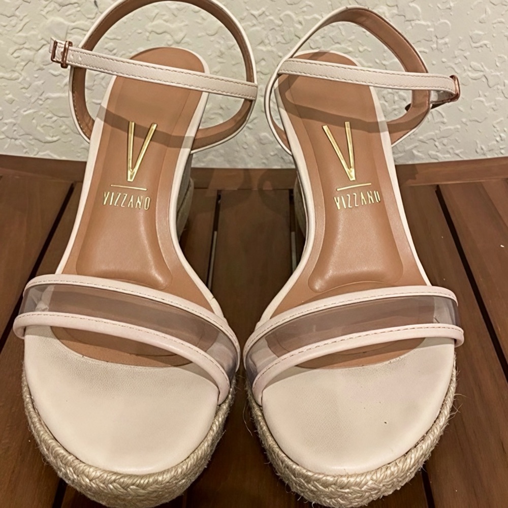 Vizzano Blush Pink Glitter Espadrille Wedge Sandals